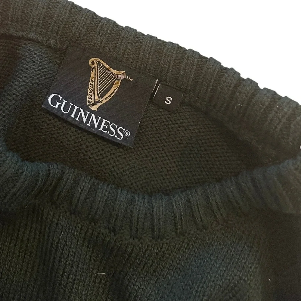 Guinness Dark Green Knit Sweater Crewneck Men's Small